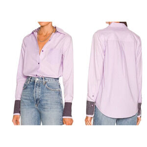 Le Superbe shirt ex-boyfriend double cuff button up top lavender Size 8